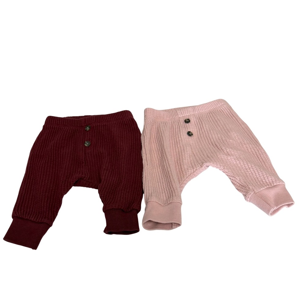 Old Navy Baby 0-3M Waffle Knit Harem Pants Lot 2 Maroon Pink Thermal Joggers
